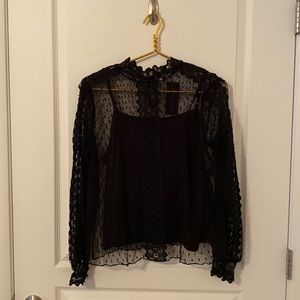 Notebuk Black Sheer Laced Blouse Top Size Large New With Tags